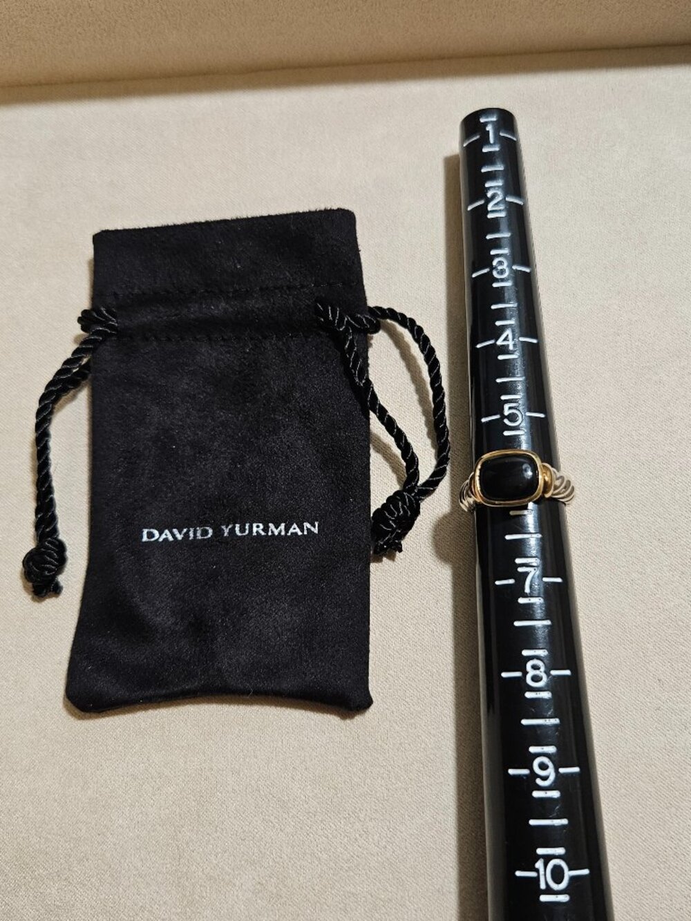 David Yurman Noblesse Black Onyx Silver with 14k gold ring size 6